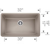 32" Super Single Bowl Kitchen Sink in Truffle