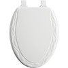 Wood Elongated Toilet Seat in Ivy Sculptured White Wood Elongated Toilet Seat in Ivy Sculptured White