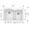 Blanco 440216 22-In X 33-In Double-Basin Granite Drop-In Or Undermount 1-Hole Residential Kitchen Sink in White Blanco 440216 22-In X 33-In Double-Basin Granite Drop-In Or Undermount 1-Hole Residential Kitchen Sink in White