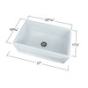 30-in x 20-in x 10-in Super Single Bowl with Reversible (French/Plain) Front, Farmhouse Fireclay Kitchen Sink, Undermount Installation, in White