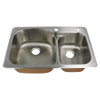33-in x 22 1/64-in x 9-in 18 Gauge Offset 75/25 Double Bowls, Drop-in Stainless Steel Kitchen Sink with 1 Faucet Hole