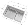 32.75-in x 19-in x 10-in 16 Gauge Equal Double Bowls, Undermount Stainless Steel Kitchen Sink with Low Divide