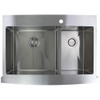 35.75-in x 25.125-in x 10-in 16 Gauge 60/40 Double Bowls, Stainless Steel Kitchen Sink with Low Divide, Micro Edge Dual Mount Installation, with 4 Holes