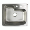 25-in x 22.02-in x 9-in 16 Gauge Single Bowl, Stainless Steel Kitchen Sink, Drop-in Installation with 1-Hole, with Grid, Strainer, Installation Kit