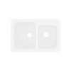 33-in x 22-in Solid Surface Kitchen Sink with Double Offset Bowls, Drop-in Installation, in White
