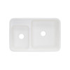 32-in x 21-in Solid Surface Kitchen Sink with Double Offset Bowls, Undermount Installation, in White