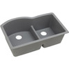 33" x 22" x 10" Quartz Offset 60/40 Double Bowl Undermount Sink with Aqua Divide in Greystone