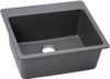 25" x 22" x 9-1/2" Quartz Single Bowl Drop-in Sink in Greystone