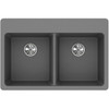 33" x 22" x 9-1/2" Quartz Equal Double Bowl Drop-in Sink in Greystone