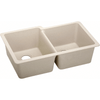 33" x 20-1/2" x 9-1/2" Quartz Offset Double Bowl Undermount Sink in Putty
