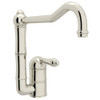 Single Hole Column Spout Kitchen Faucet With Metal Lever Handle In Polished Nickel