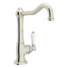 Single Hole Column Spout Bar/Food Prep Faucet With Porcelain Lever Handle In Polished Nickel