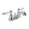 4" Centerset Lavatory Faucet with Ornate White Porcelain Levers and Pop-Up in Polished Chrome