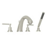 4-Hole Deck Mount C-Spout Tub Filler with Metal Lever Handshower in Polished Chrome