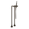Rohl AKIT2202NXMTCB Exposed Floor Mount Tub Filler with Cross Handle Handshower and Floor Pillar Legs or Supply Unions in Tuscan Brass