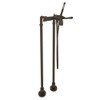 Rohl AKIT2302NLMTCB Exposed Floor Mount Tub Filler with Metal Lever Handshower and Floor Pillar Legs or Supply Unions in Tuscan Brass