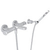 Wall Mount Exposed Thermostatic Tub Filler with Metal Levers Wall Mount Handshower in Polished Chrome