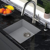 18-in x 18-in x 8-in silQ Granite Kitchen Sink with Single Bowl, Integral, Drop-in, Undermount Installation, with 0 Holes, In Grey