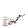 Hansgrohe 74554821 Metropol 3-Hole Roman Tub Set Trim with Loop Handle and 1.75 GPM Handshower, In Brushed Nickel