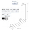 Right Side L shape Grab Bar, In Brushed Stainless