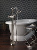 Delta T4797-SSFL-LHP Cassidy Single Handle Floor Mount Tub Filler Trim with Hand Shower Less Handle in Stainless