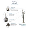 Transolid Roslyn Floor Mounted Tub Filler with Hand Shower, Brushed Nickel