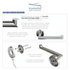 3-Piece Bathroom Accessory Kit Including a robe hook, a toilet paper holder, and a 24-in towel bar, in Brushed Stainless