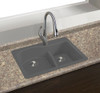 33" X 22" X 10" Double Offset Drop-in Installation with 4 BCDE Faucet Holes, In Grey