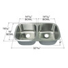 Select 32" x 18" x 8" 20 ga. SS under mount double bowl
