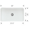 SINK 33X19 NHL SGL BWL 525012 WHITE APRON FRONT CERANA