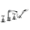 4-Hole Roman Tub Set Trim with Cross Handles and Handshower in Chrome 4-Hole Roman Tub Set Trim with Cross Handles and Handshower in Chrome