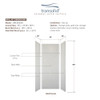 Transolid SWK363696-50V SaraMar 36-in x 36-in x 96-in Glue to Wall 3-Piece Shower Wall Trimmable Kit, Lunar Velvet