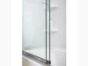 Frameless sliding bath door in matte black frame finish with smooth glass texture 56-5/8"