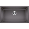 Blanco KFA-442530 Single Sink Kit with Pull-Down Faucet, Sink Grid, and Strainer in Cinder