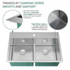 Diamond Sink Kit with Equal Double Bowls, Micro Dual Mount Installation, 3 Pre-Drilled Holes, Magnetic Accessories Kit, and Drain Kit