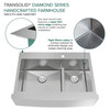 Diamond Sink Kit with Farmhouse Style 60/40 Double Bowls, 5 Pre-Drilled Holes, Magnetic Accessories Kit, and Drain Kit