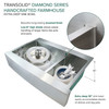 Diamond Sink Kit with Farmhouse Style 60/40 Double Bowls, 2 Pre-Drilled Holes, Magnetic Accessories Kit, and Drain Kit