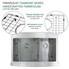 Diamond Sink Kit with Farmhouse Style 60/40 Double Bowls, 2-Pre Drilled Holes, Magnetic Accessories Kit, and Drain Kit