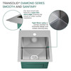 Transolid KKM-DTSB151710-3 Diamond Sink Kit with Single Bowl, Micro Dual Mount Installation, 3 Pre-Drilled Holes, Magnetic Accessories Kit, and Drain Kit