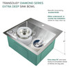 Transolid KKM-DTSB232210 Diamond Sink Kit with Single Bowl, Micro Dual Mount Installation, Magnetic Accessories Kit, and Drain Kit