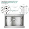 Transolid KKM-DTSSF362510-MR2 Diamond Sink Kit with Farmhouse Style Super Single Bowl, 2 Pre-Drilled Holes, Magnetic Accessory Kit and Drain Kit
