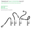 Transolid Kitchen/Laundry Faucet with Dual Spray, Flex Neck, 1.8 GPM, and Garden Hose Adapter in Black