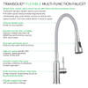 TransolidKitchen/Laundry Faucet with Dual Spray, Flex Neck, 1.8 GPM, and Garden Hose Adapter in Grey