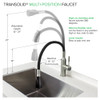Transolid Kitchen/Laundry Faucet with Dual Spray, Flex Neck, 1.8 GPM, and Garden Hose Adapter in Brushed Nickle/Matte Black