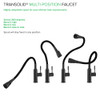 Transolid Kitchen/Laundry Faucet with Dual Spray, Flex Neck, 1.8 GPM, and Garden Hose Adapter in Matte Black