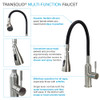 Transolid Kitchen/Laundry Faucet with Swivel Action Ball-Joint, Dual Spray, Flex Neck, 1.8 GPM, and Garden Hose Adapter in Black