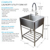 Transolid TFH-2522-SS 25-in. Stainless Steel Laundry Sink with Wash Stand in Brushed Satin