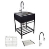 Transolid TFH-2522-MB 25-in. Stainless Steel Laundry Sink with Wash Stand in Matte Black
