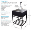 Transolid TFH-2522-MB 25-in. Stainless Steel Laundry Sink with Wash Stand in Matte Black