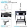 Transolid TFH-2522-MB 25-in. Stainless Steel Laundry Sink with Wash Stand in Matte Black